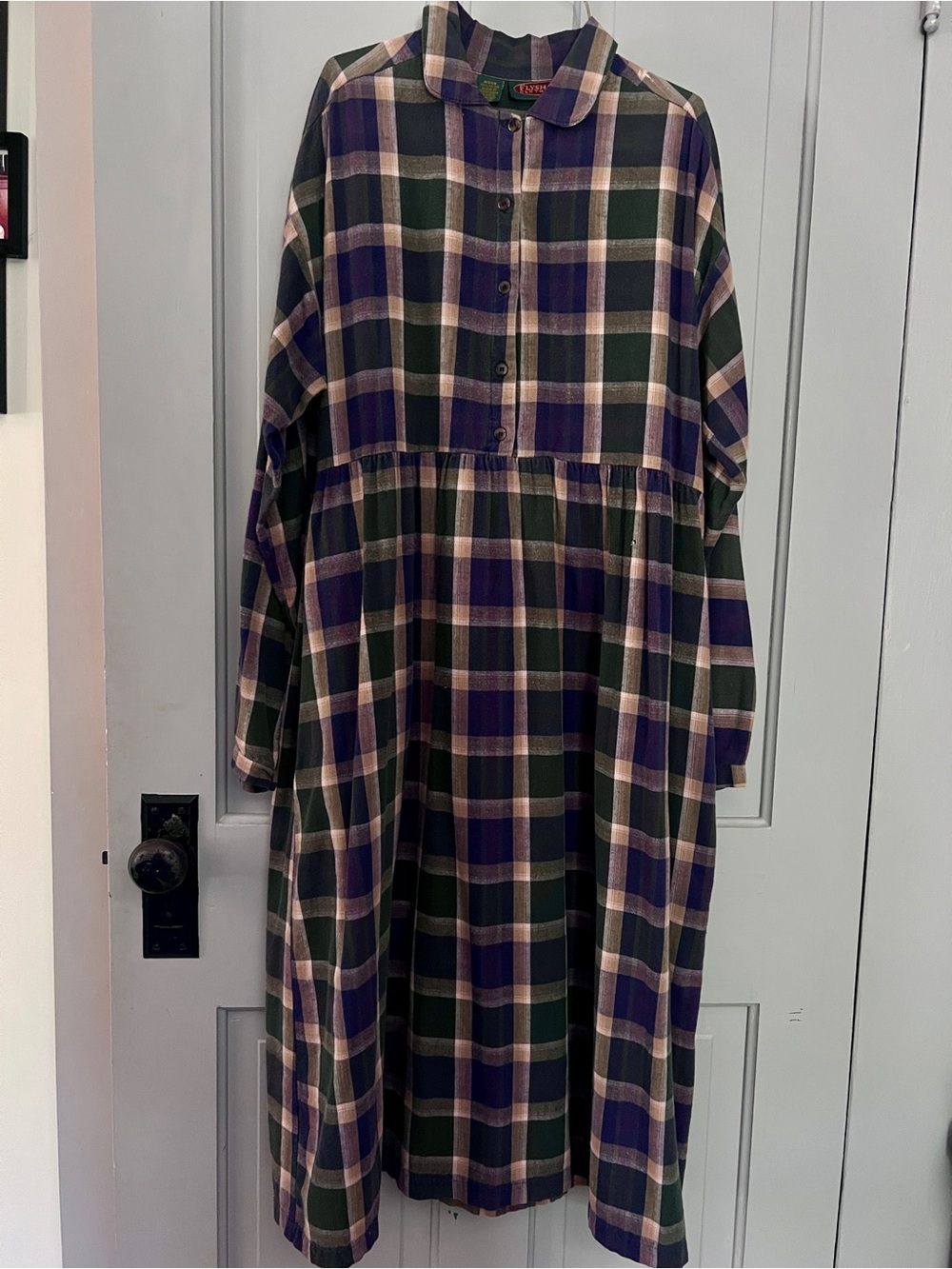 Vintage Plaid Flannel Dress Flyshacker Clothing Cotton M